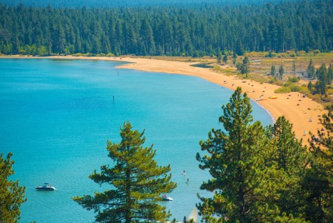 Aerial photo of Tahoe beach
