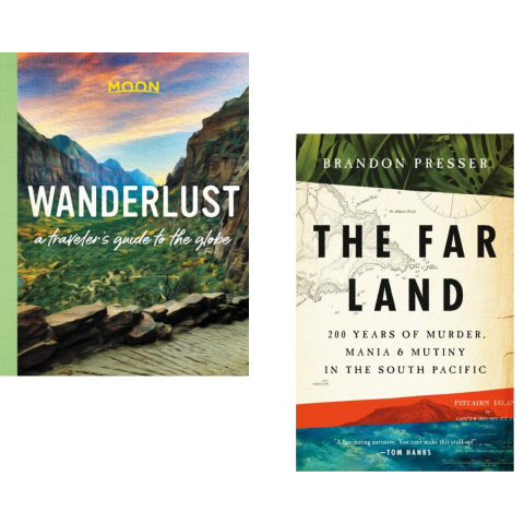 Wanderlust and The Far Land book covers