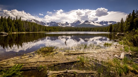 View of Bierstadt Lake foregrounding the mountains